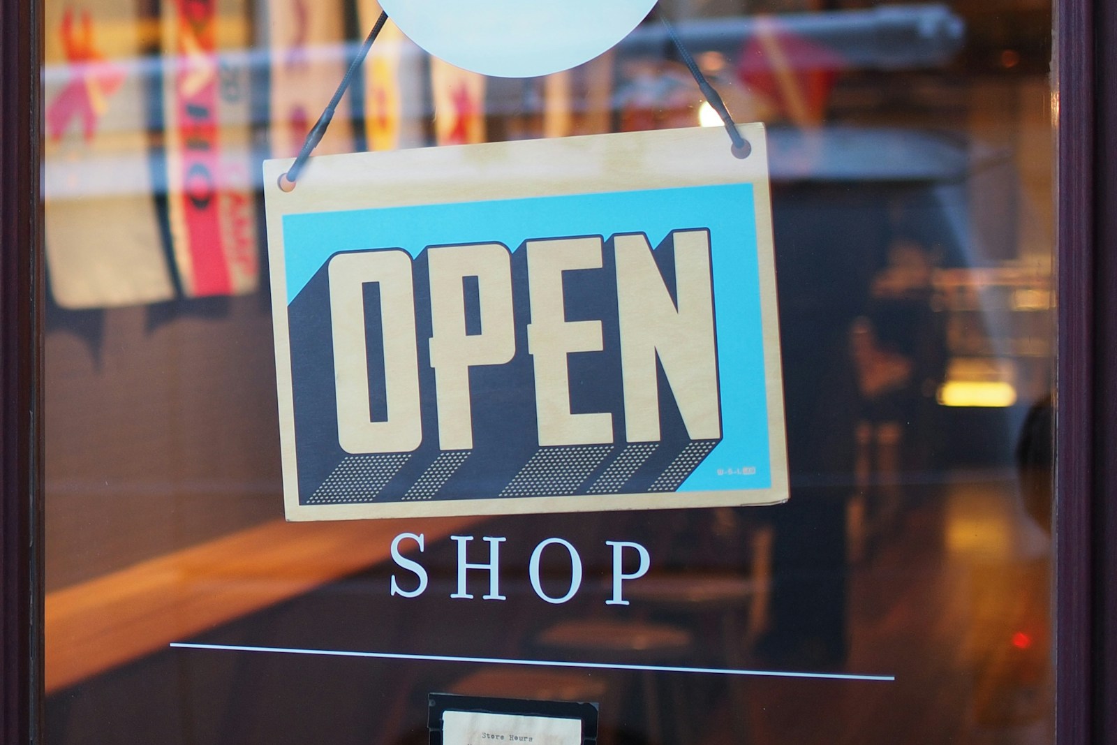 gray and blue Open signage, business